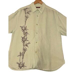 VTG Sobrino Men Bamboo Embroidered Button-Up Shirt Size L Lt Green